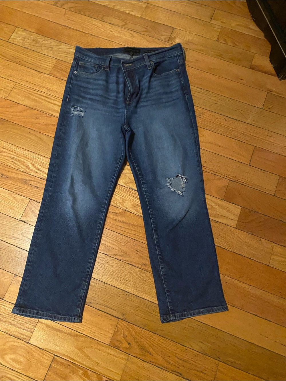 Kendall & Kylie Distressed Dark Blue Relaxed Jeans